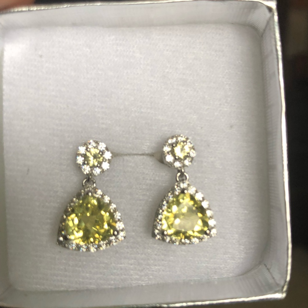 Citrine & White Sapphire Dangle Earrings